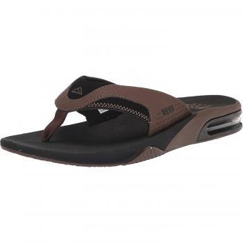 Men's Reef Fanning Flip Flop Black & Tan - Size: 10