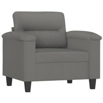 Sillón de tela microfibra gris oscuro 60 cm con reposabrazos, respaldo y tapizado para salón hogar