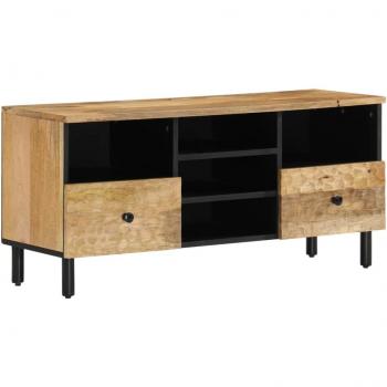 Mueble de TV de madera maciza de mango 100x33x46 cm - Vidaxl Marrón
