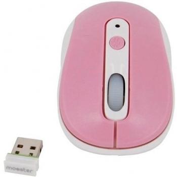 Mooster PCS7160164WPK - Ratón inalámbrico, 1500 DPI, color blanco y rosa