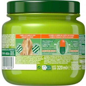 Fructis Hair Food Mascarilla Capilar Nutritiva de Keratina para Pelo Liso & Brillo con Aceite de Argán, Duplo 2x320ml