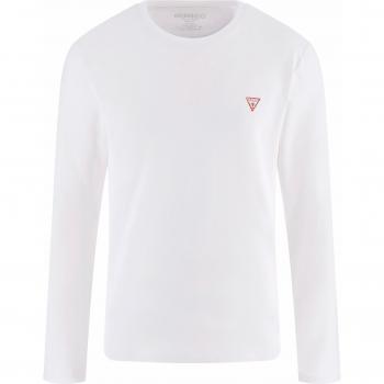Guess Core Long Sleeve T-Shirt - Pure White, Slim Fit, Casual Cotton for Men