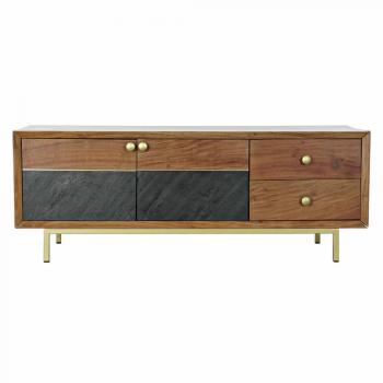 Mueble de TV DKD Home Decor Marrón Negro Acacia 130 x 42 x 49 cm