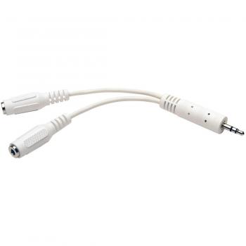 Tripp Lite P31306NWH Divisor en Y Adaptador de Cable 3.5mm Mini Estéreo para Bocinas y Audífonos Macho a 2 Hembras Blanco - 6 Pulgadas