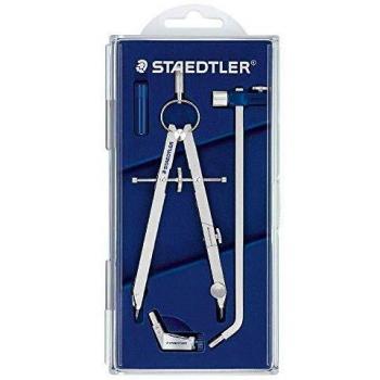 STAEDTLER Mars - 551 Compás Metálico de Precisión con Husillo y Rueda Central, Estuche Individual