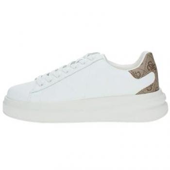 Guess Elbina Genuine Leather Sneakers - Female, Beige, Size: 9 US, Low-Top Sneakers