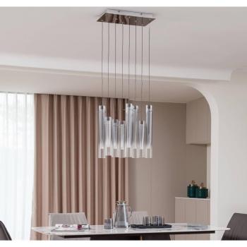 Plafón LED Korvitha, 8 luces, gris, cristal