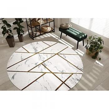 Alfombra RUGSX Emerald Glamour 1012 Círculo Geométrico Crema/Oro Beige 120 cm