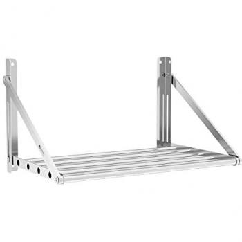 Estante de Pared Plegable de Acero Inoxidable - Diseño con Barras - 60 x 45 cm - Capacidad hasta 40 kg