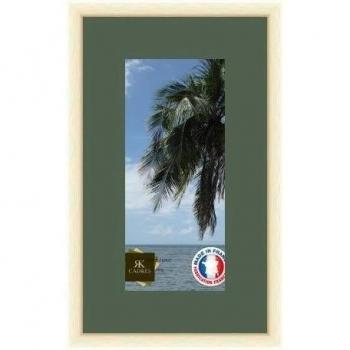 Marco de fotos de pared 15 x 33 x 33 x 15 marco de plata moderno, 2,3 cm de longitud, de madera, madera, Blanc Cassé-39, Passe-Partout Vert foret
