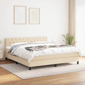 Cama box spring suave con colchón crema 160x200 cm en tela Vidaxl