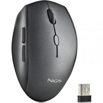 Ratón Inalámbrico NGS BEEBLACK Negro con Tecnología Ergonómica y Botones Silenciosos