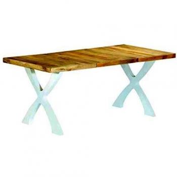 vidaXL Madera Maciza Mango Mesa de Comedor Mobiliario Casa Hogar Diseño Elegante Moderna Estable Práctica Decorativa Duradera Robusta 180x90x76cm