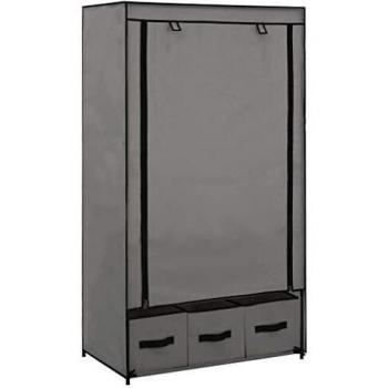 Grey Fabric Wardrobe 87x49x159 cm