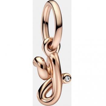 Pandora Rose Gold Letter Y Script Alphabet Dangle Charm with Zirconia