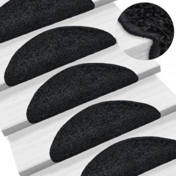 Alfombrillas de escalera 10 unidades negro 56x17x3 cm