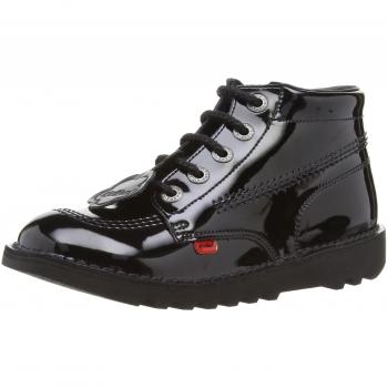 Botas Kickers Kick Hi Niños Negras de Charol Talla 4