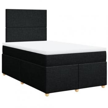 Cama box spring con colchón de muelles en tela negra 120x200 cm