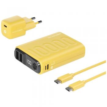 Powerbank RealPower PB-10000 10000 mAh Li-Ion USB y USB-C Amarillo