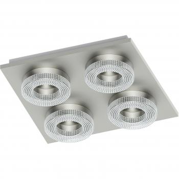 Plafón LED Fradelo 4 luces, redondo, cromo y cristal, moderno, 1600 lm