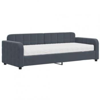 Sofá cama con colchón terciopelo gris oscuro 80x200 cm