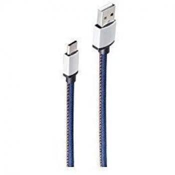 Cable USB 2.0 de 1 m con conector USB A a USB C, color azul denim