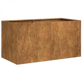 Rusty Weathering Steel Planter 80x40x40 cm - Outdoor Garden Pot with Open Bottom for Plants & Herbs