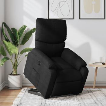 Sillón eléctrico reclinable elevable de tela en color gris claro, gris oscuro y negro - Sillón cómodo para dormitorio y sala de estar, ideal para relajación