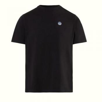 Camiseta North Sails Basic Bollo de Manga Corta para Hombre - Algodón Casual Negra (M)