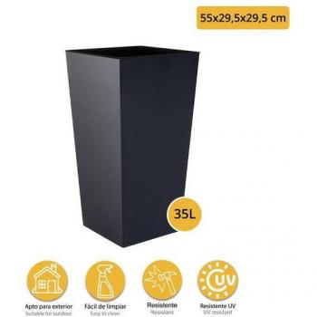 Doble set de maceta alta 35 L Prosperplast Urbi Square con depósito en color antracita