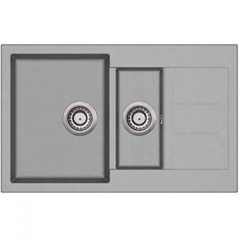 vidaXL Fregadero Cocina 2 Senos Gris Granito Fregadero Lavabo Caño Lavaplatos