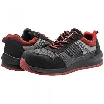 Zapato de Seguridad S1P Street Ne/Ro Bellota Talla 43 con rejilla transpirable, microfibra transpirable y suela extra cómoda