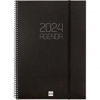 Agenda Finocam Opaque E40 Semana Vista Vertical 2024 Espiral Negro 210x297 mm