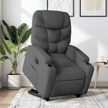 Silla reclinable eléctrica elevable de tela gris oscuro Vidaxl