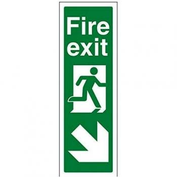 vsafety 14042 ak-s flecha abajo derecho salida de incendios con flecha hacia la derecha, vinilo autoadhesivo, vertical, 100 mm x 300 mm