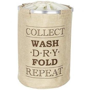 WENKO Pongotodo Ringo beige - cesta para la ropa Capacidad: 68 l, Poliéster, 40 x 54 x 40 cm, Beige
