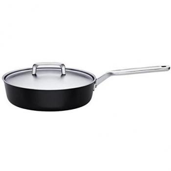 FISKARS Rotisser Cazuela para Saltear con Tapadera, Acero Inoxidable, Negro, 49.1x27.7x8.5 cm