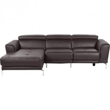 Sofá de piel de 5 plazas con chaise longue izquierdo y un asiento relax eléctrico Bond.