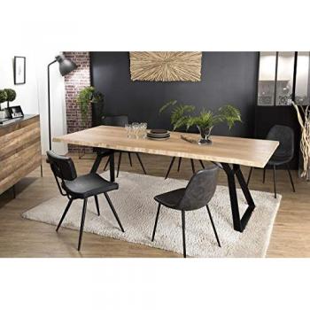 Mesa de comedor rectangular de 230 cm en madera de roble con patas de metal negro