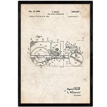 Pack de 4 Posters Nacnic con Patentes de Camiones - Láminas Vintage en Tamaño A3 y A4 con Marco Negro