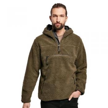 Brandit Teddyfleece Worker Pullover Jacket - Olive Green - Men's Medium