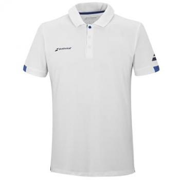 Polo Babolat Play para hombres - Blanco, manga corta, diseñado para pádel