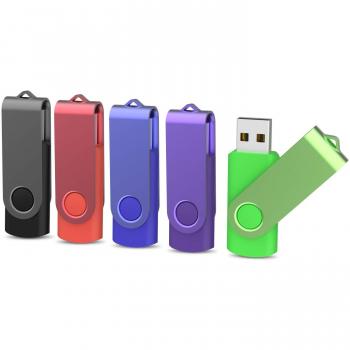 Kootion Memoria USB 64GB 2.0 USB Stick Flash Drive Pendrives de Colores para Ordenador, Pack de 5 Unidades, Negro, Azul, Rojo, Verde, Púrpura