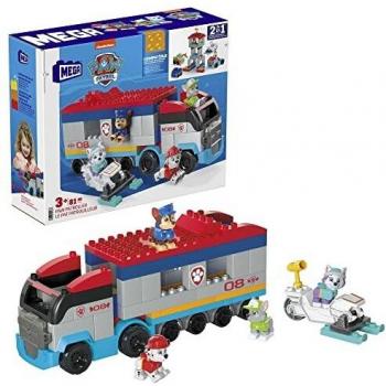 MEGA Bloks La Patrulla Canina Paw Patroller Camión patrullero de bloques de construcción con 4 personajes de Paw Patrol, 75 piezas, juguete +1 año
