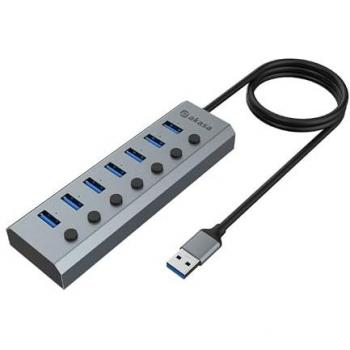 Akasa Connect 7 IPS - 7-Port USB Hub with Individual Switches and 5V/2A Power Adapter
