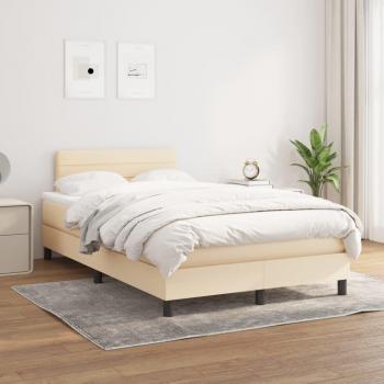Cama box spring de muelles con colchón crema 120x200 cm Tela