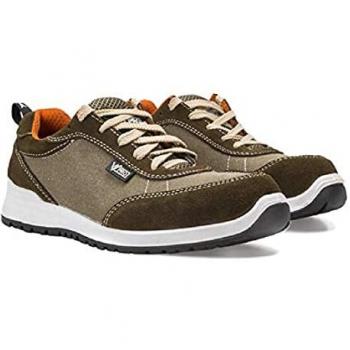 Zapato Deportivo de Seguridad Brisk S1P SRC Metal Free, Tejido Canvas, Puntera Resistente 200J, Color Marrón/Naranja, Talla 45