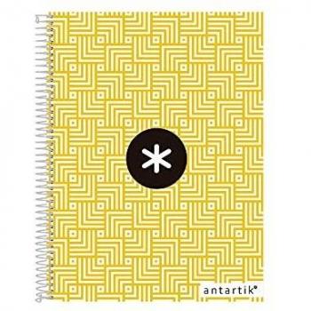 Cuaderno espiral liderpapel a4 micro antartik tapa forrada120h 100 gr cuadro 5 mm banda 4 taladros trending amarillo