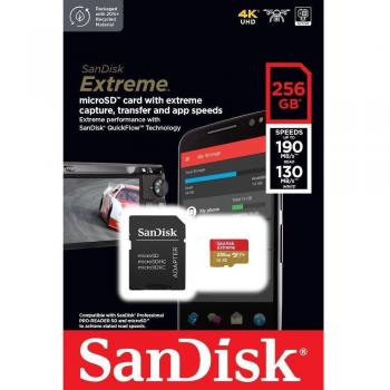 SanDisk 256GB Extreme Class 3 MicroSD Memory Card and Adapter
