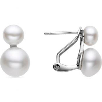 Pendientes de Plata de Ley 925 con Perla Blanca acabados en rodio - Luxenter